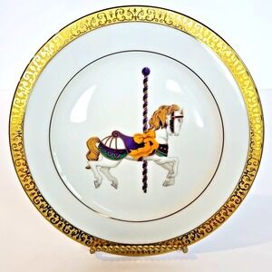 Gold Buffet Royal Gallery Carousel Horse 1991  Collector Plate Purple Gold M1050